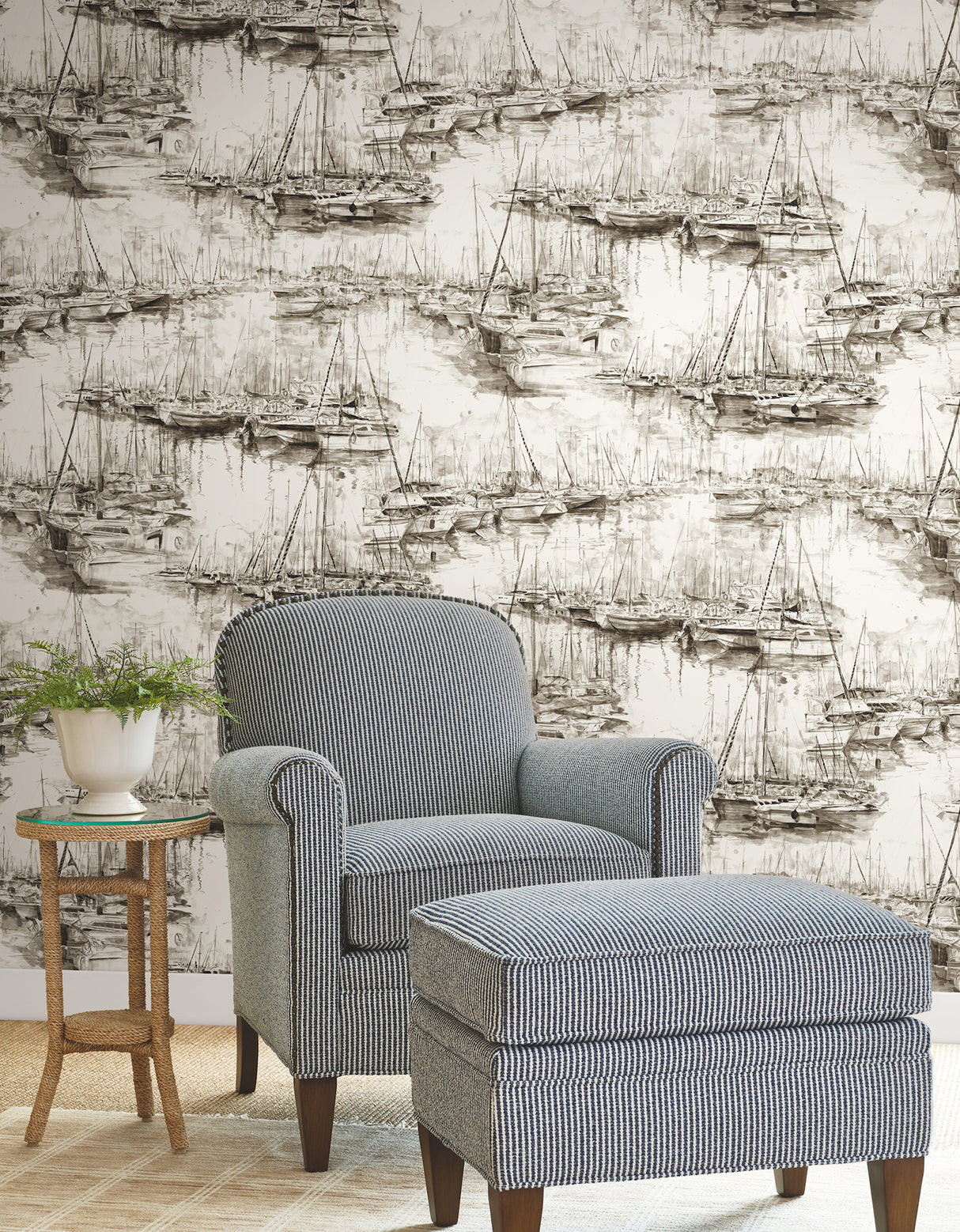 Ronald Redding 4211-83512 Yacht Club Taupe Scenic Wallpaper