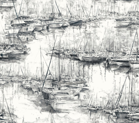 Ronald Redding 4211-83513 Yacht Club Charcoal Scenic Wallpap