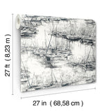 Ronald Redding 4211-83513 Yacht Club Charcoal Scenic Wallpap