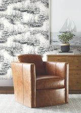 Ronald Redding 4211-83513 Yacht Club Charcoal Scenic Wallpap