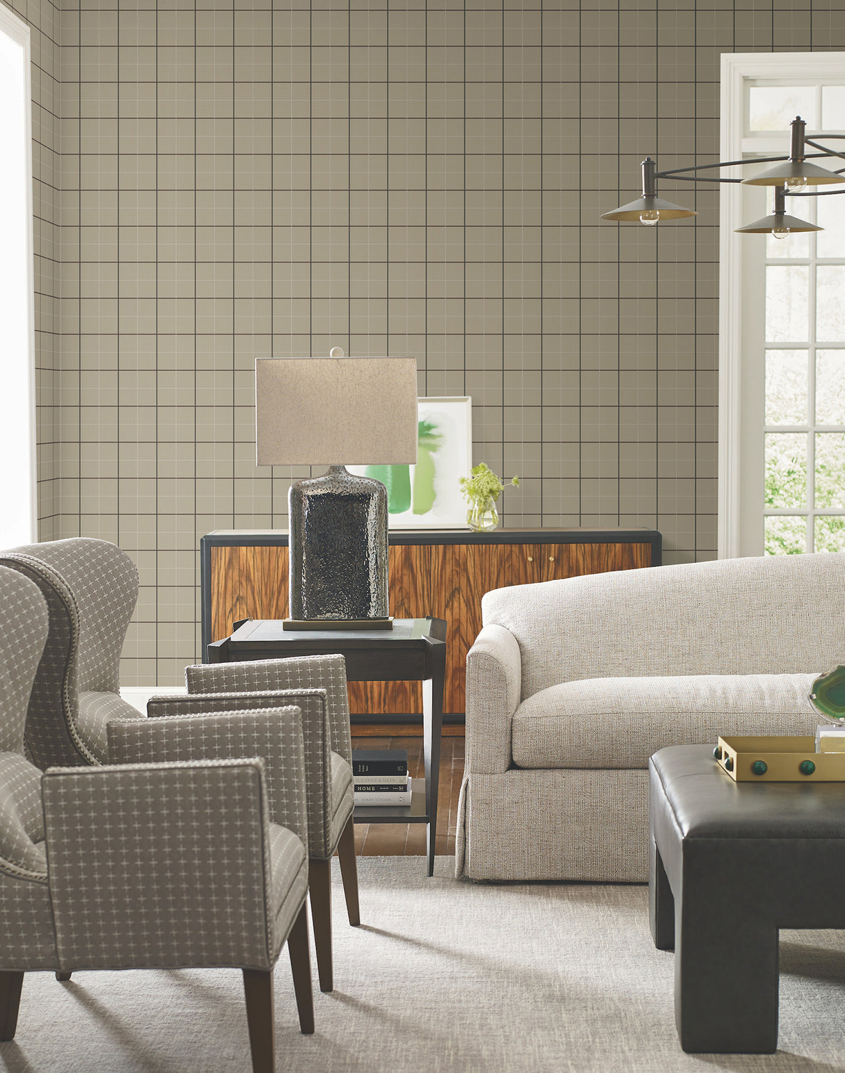 Ronald Redding 4211-83514 Tattersall Brown Plaid Wallpaper