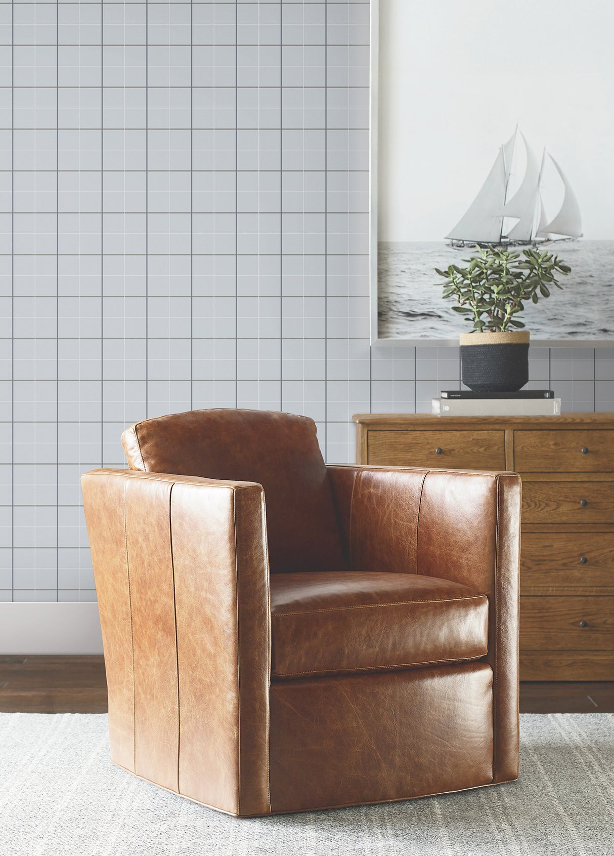 Ronald Redding 4211-83516 Tattersall Blue Plaid Wallpaper
