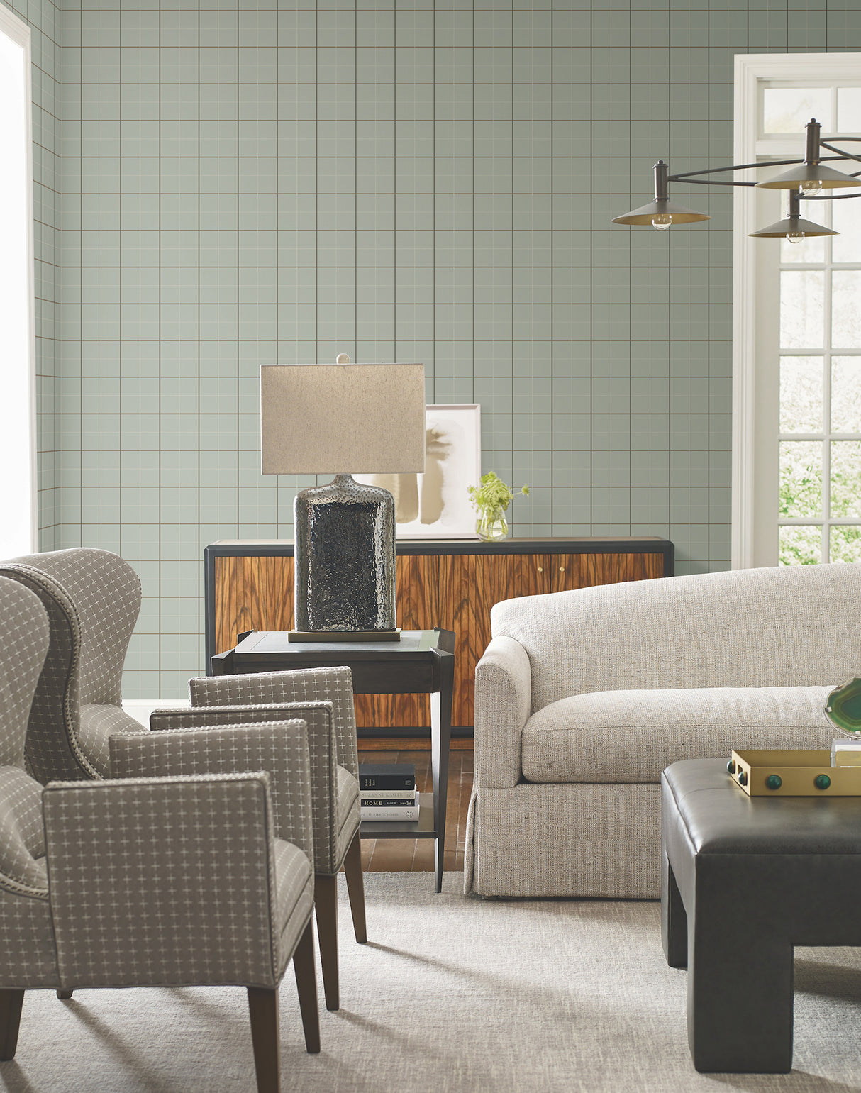Ronald Redding 4211-83517 Tattersall Sage Plaid Wallpaper
