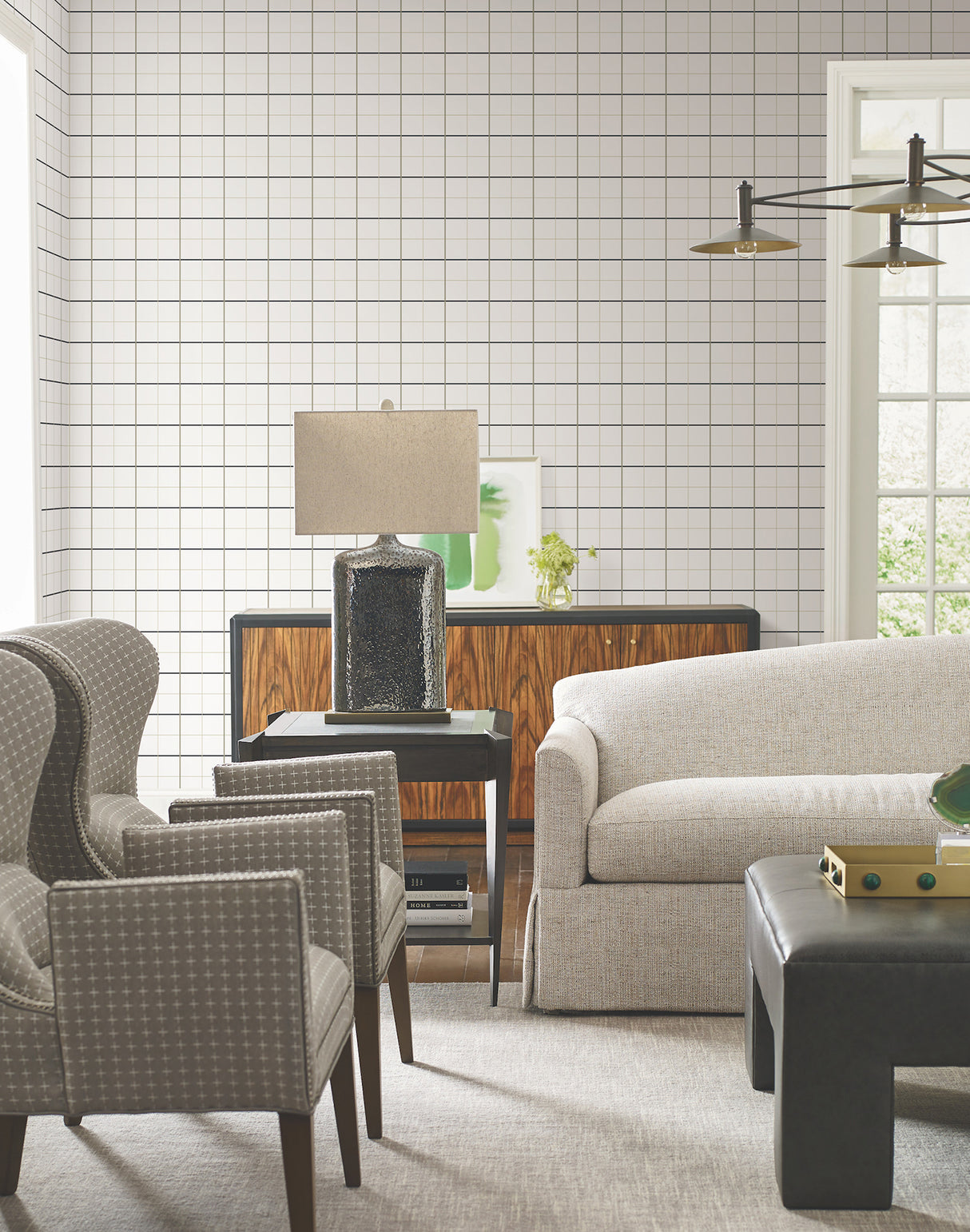 Ronald Redding 4211-83519 Tattersall White Plaid Wallpaper