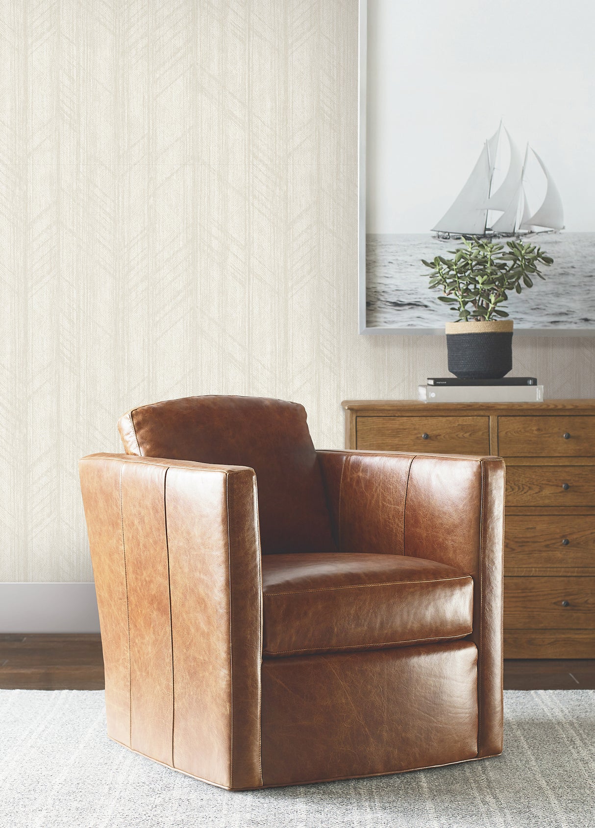 Ronald Redding 4211-83522 Winthrop Beige Geometric Wallpaper