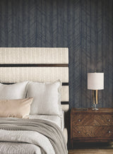 Ronald Redding 4211-83523 Winthrop Navy Geometric Wallpaper