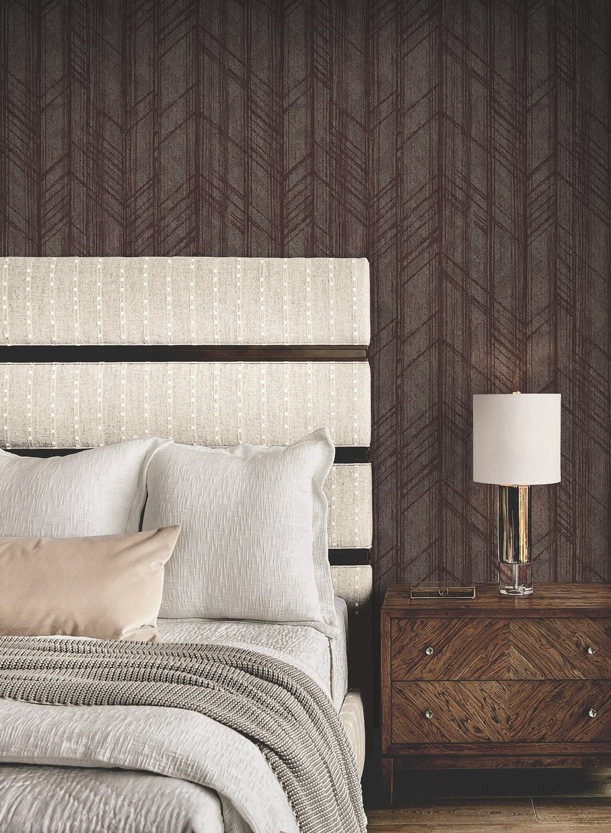 Ronald Redding 4211-83524 Winthrop Merlot Geometric Wallpape