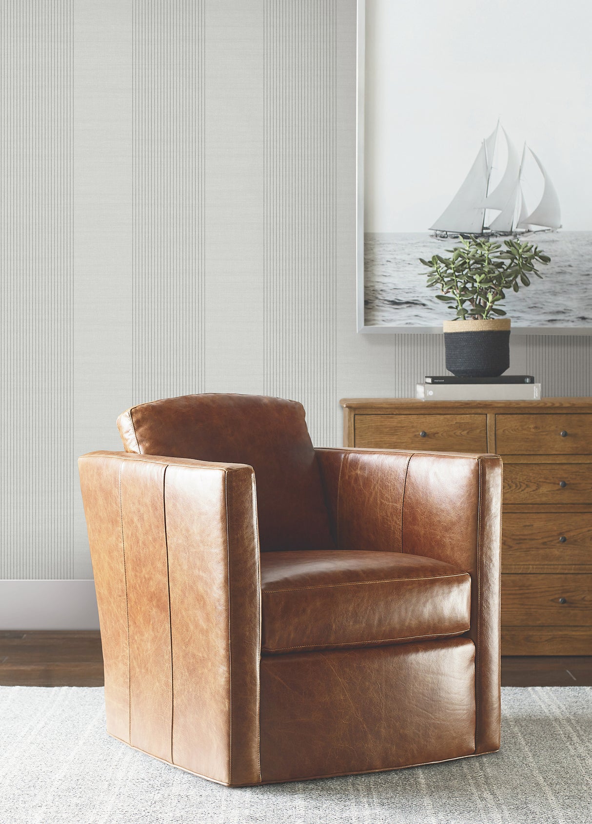 Ronald Redding 4211-83527 Archer Stripe Grey Faux Linen Wall