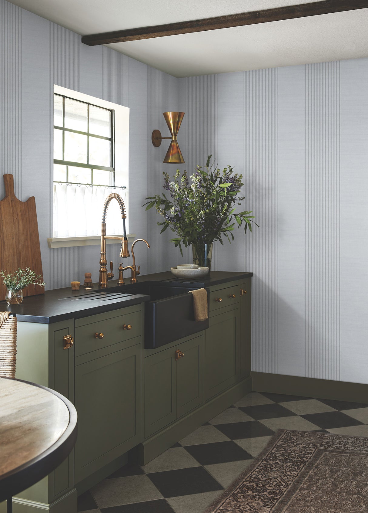 Ronald Redding 4211-83528 Archer Stripe Blue Faux Linen Wall