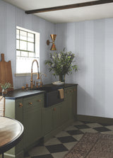 Ronald Redding 4211-83528 Archer Stripe Blue Faux Linen Wall