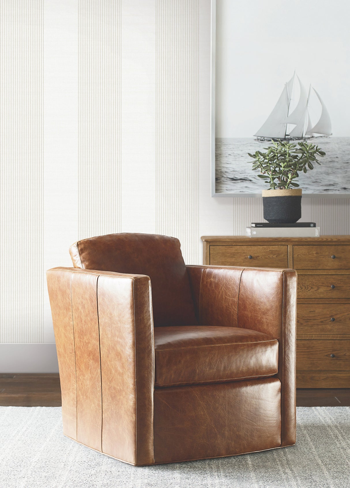 Ronald Redding 4211-83529 Archer Stripe White Faux Linen Wal