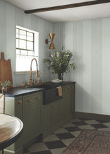 Ronald Redding 4211-83530 Archer Stripe Sage Faux Linen Wall