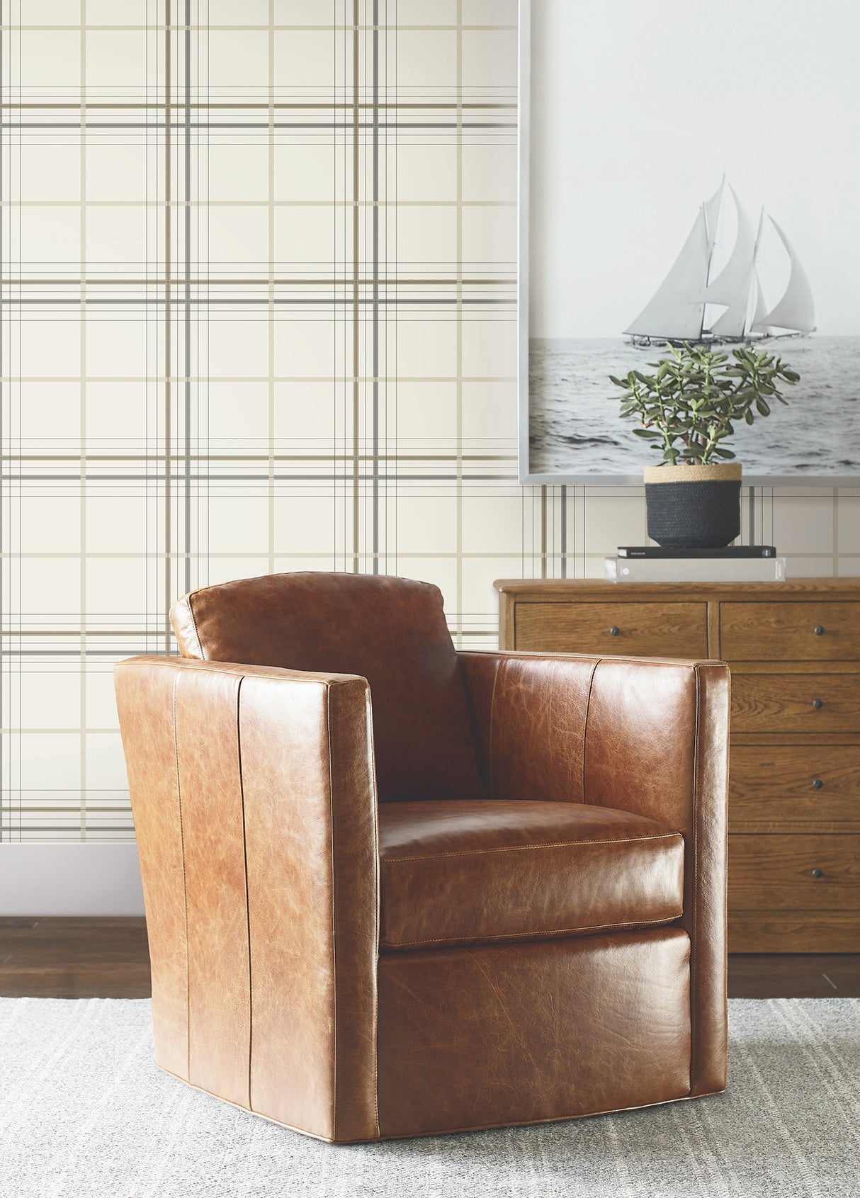 Ronald Redding 4211-83532 Lakeside Plaid Beige Tailored Wall