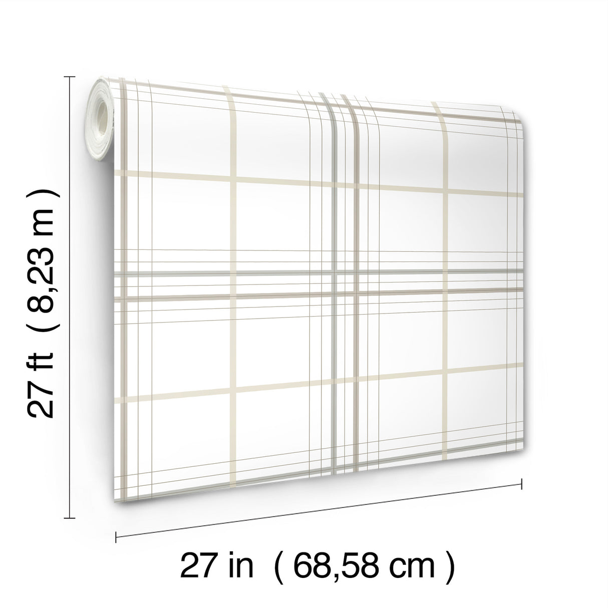 Ronald Redding 4211-83533 Lakeside Plaid White Tailored Wall