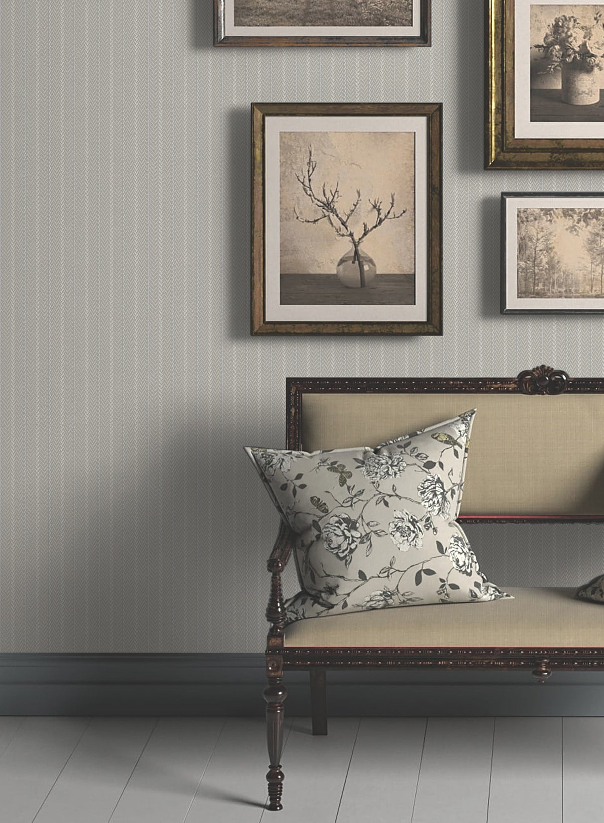 Ronald Redding 4211-83536 Elkan Stripe Grey Herringbone Wall