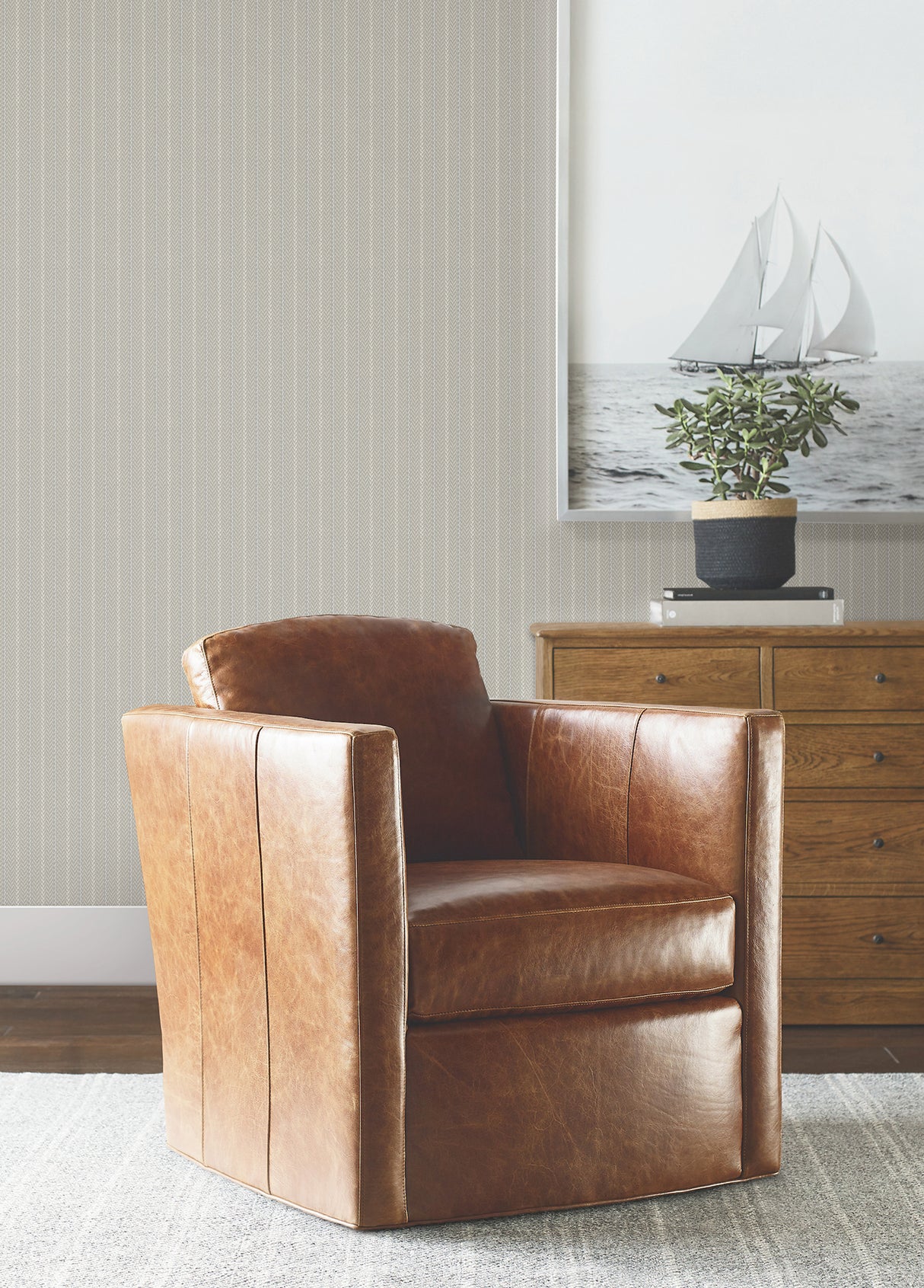 Ronald Redding 4211-83536 Elkan Stripe Grey Herringbone Wall