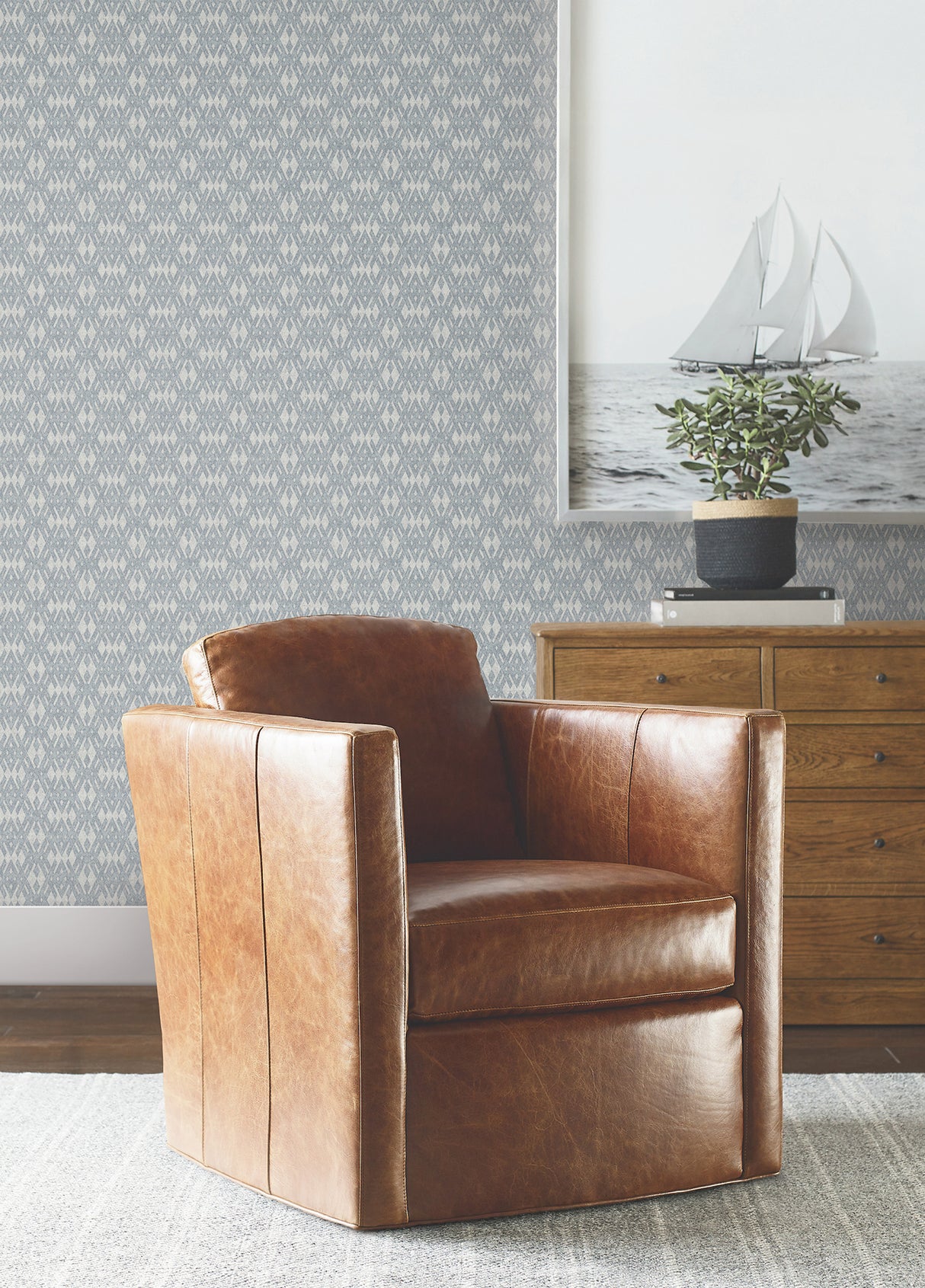 Ronald Redding 4211-83546 Radcliffe Blue Diamond Motif Wallp