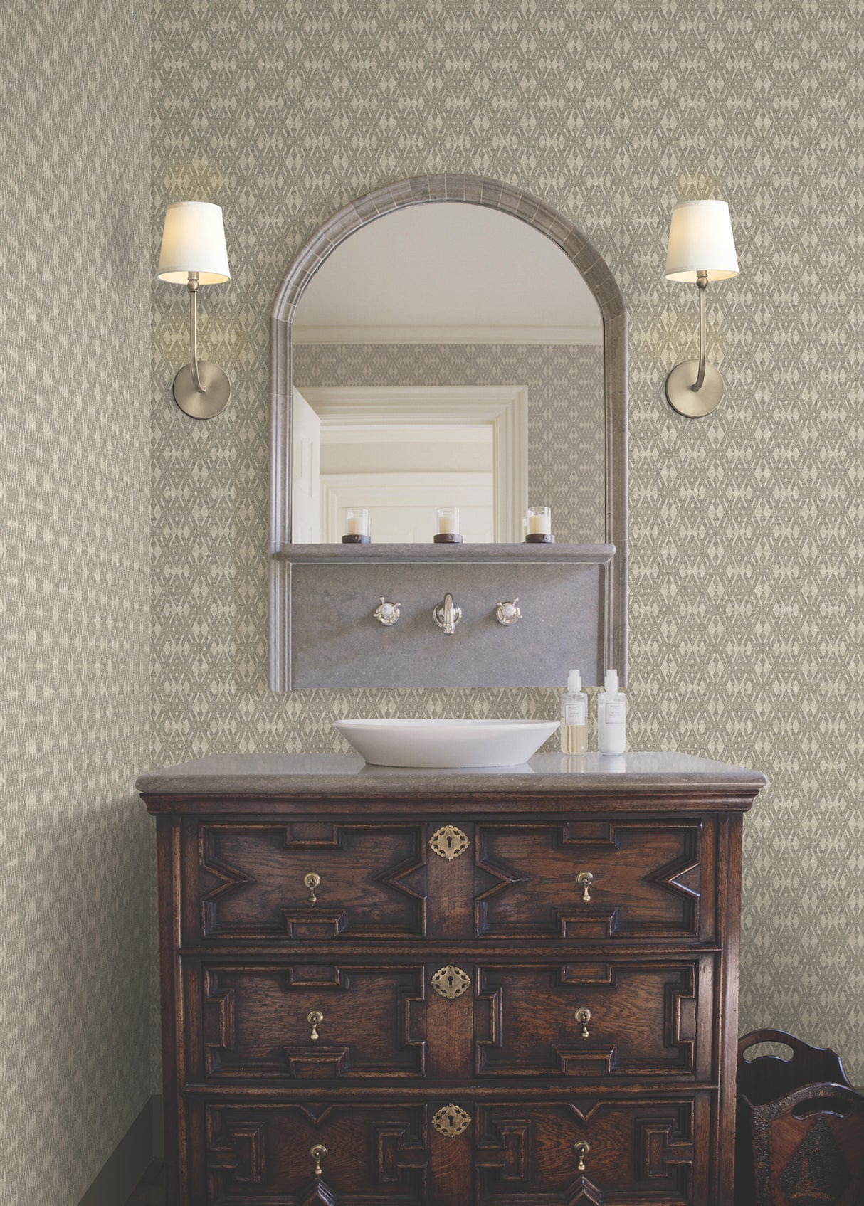 Ronald Redding 4211-83547 Radcliffe Taupe Diamond Motif Wall