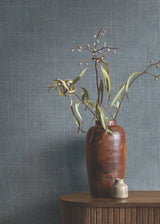 Ronald Redding 4211-83548 Saratoga Blue Faux Linen Wallpaper