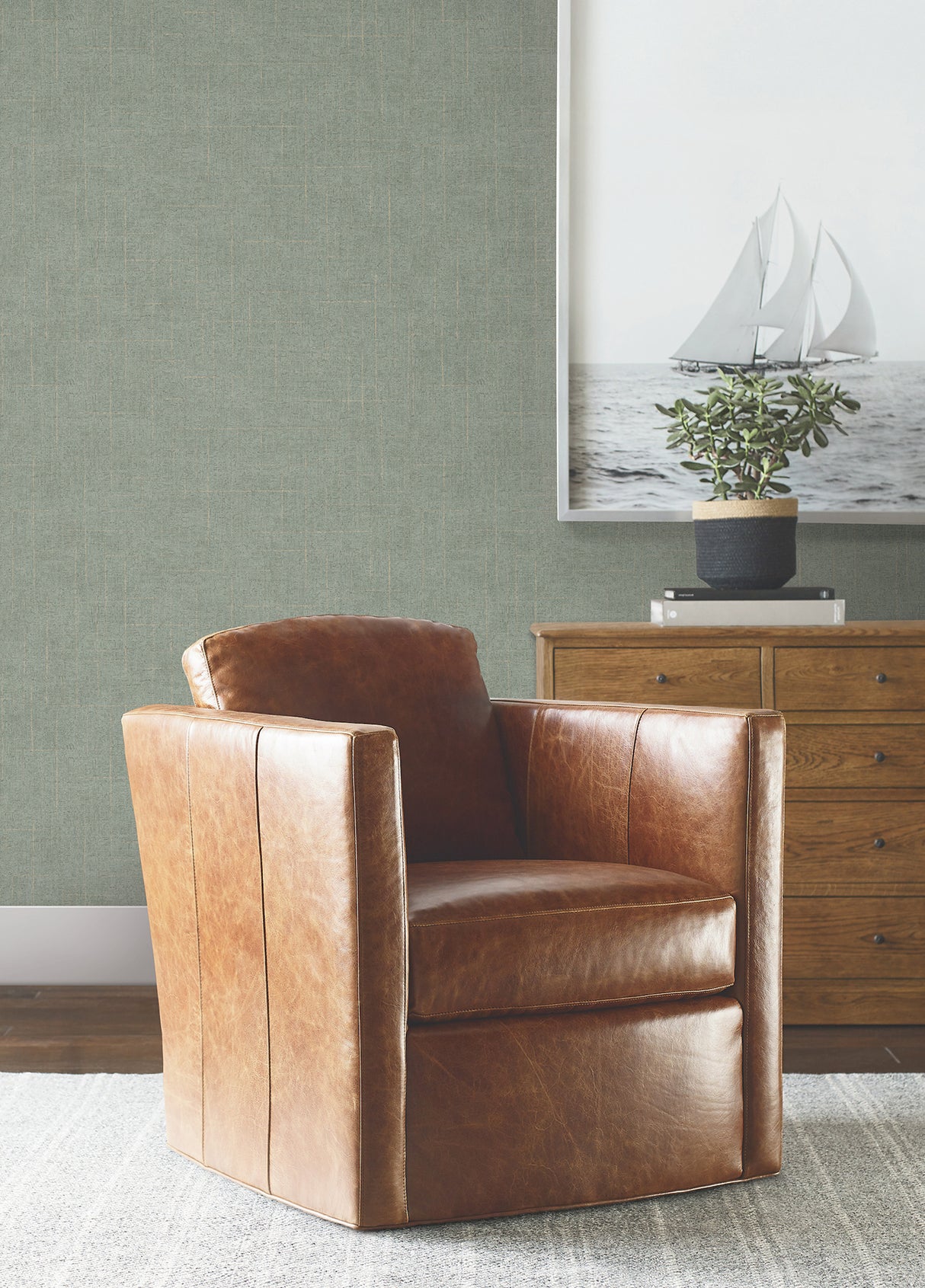 Ronald Redding 4211-83549 Saratoga Jade Faux Linen Wallpaper