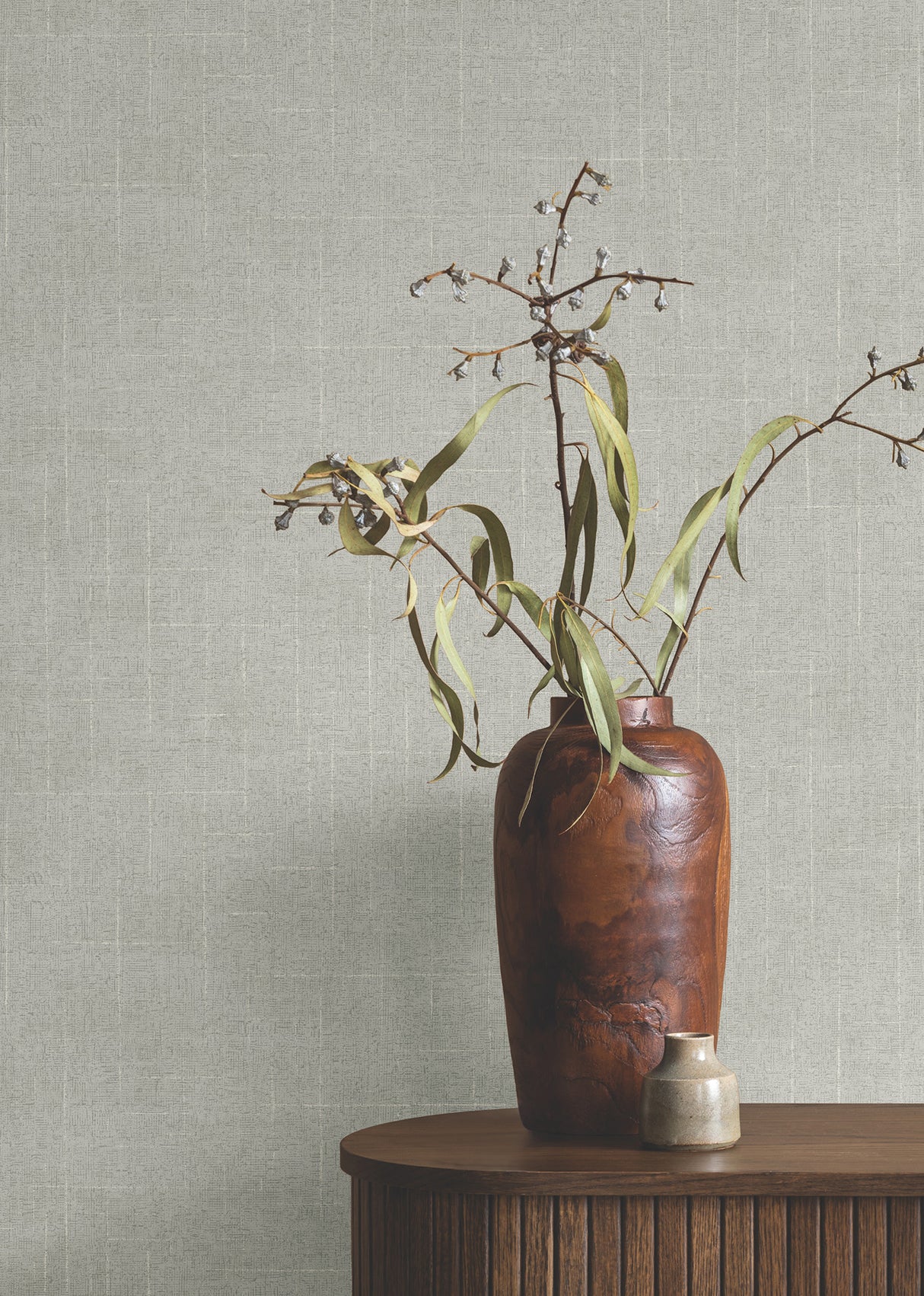 Ronald Redding 4211-83550 Saratoga Grey Faux Linen Wallpaper