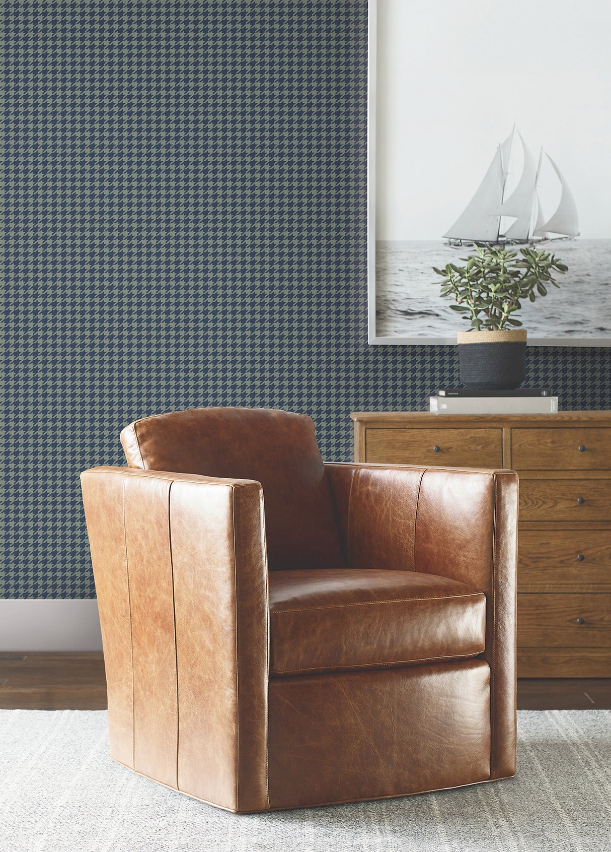 Ronald Redding 4211-83559 Watson Sea Green Houndstooth Wallp