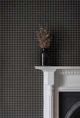 Ronald Redding 4211-83561 Watson Black Houndstooth Wallpaper