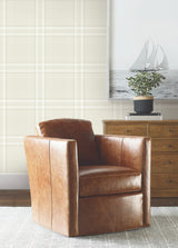 Ronald Redding 4211-83568 Country Club Plaid Dove Faux Linen