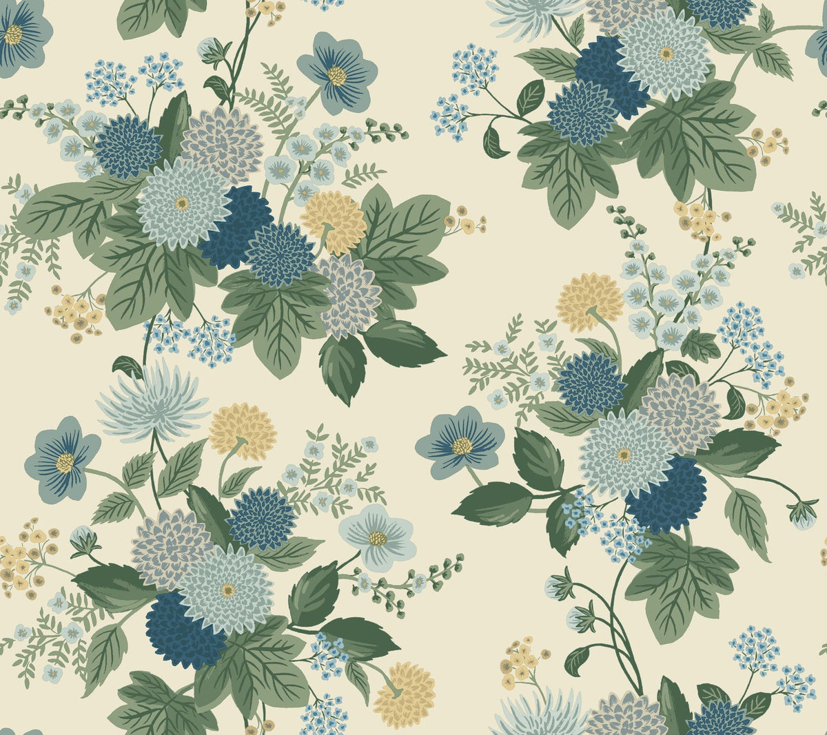 Rifle Paper Co. 4212-84362 Dahlia Linen & Blue Wallpaper