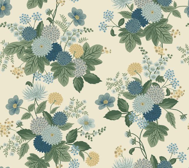 Rifle Paper Co. 4212-84362 Dahlia Linen & Blue Wallpaper