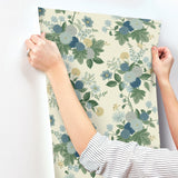 Rifle Paper Co. 4212-84362 Dahlia Linen & Blue Wallpaper