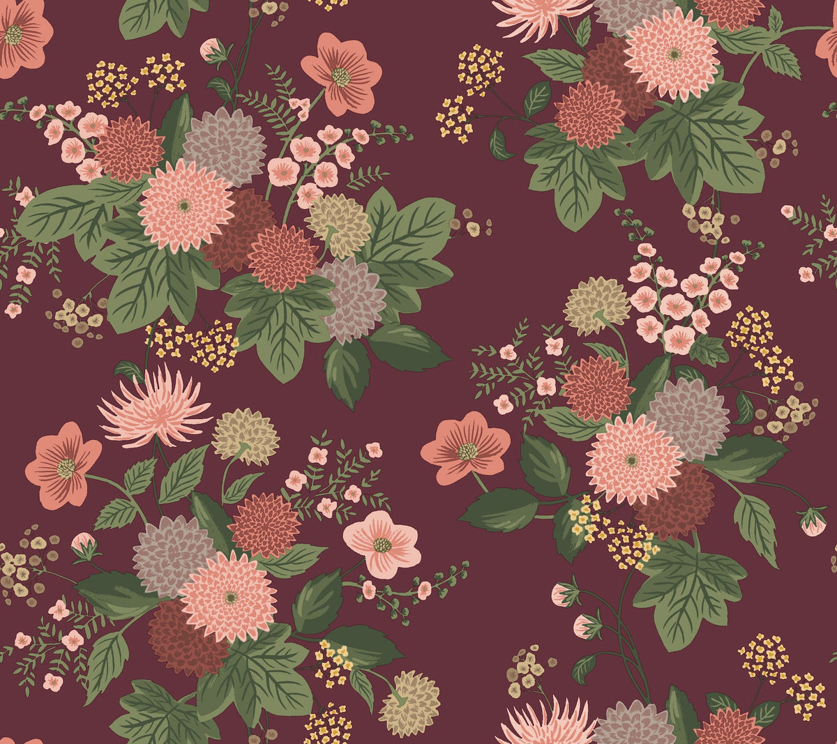 Rifle Paper Co. 4212-84363 Dahlia Burgundy Wallpaper