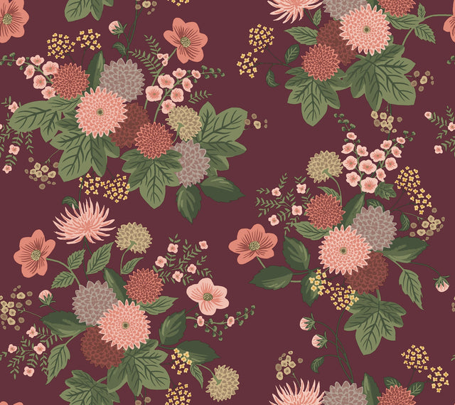 Rifle Paper Co. 4212-84363 Dahlia Burgundy Wallpaper