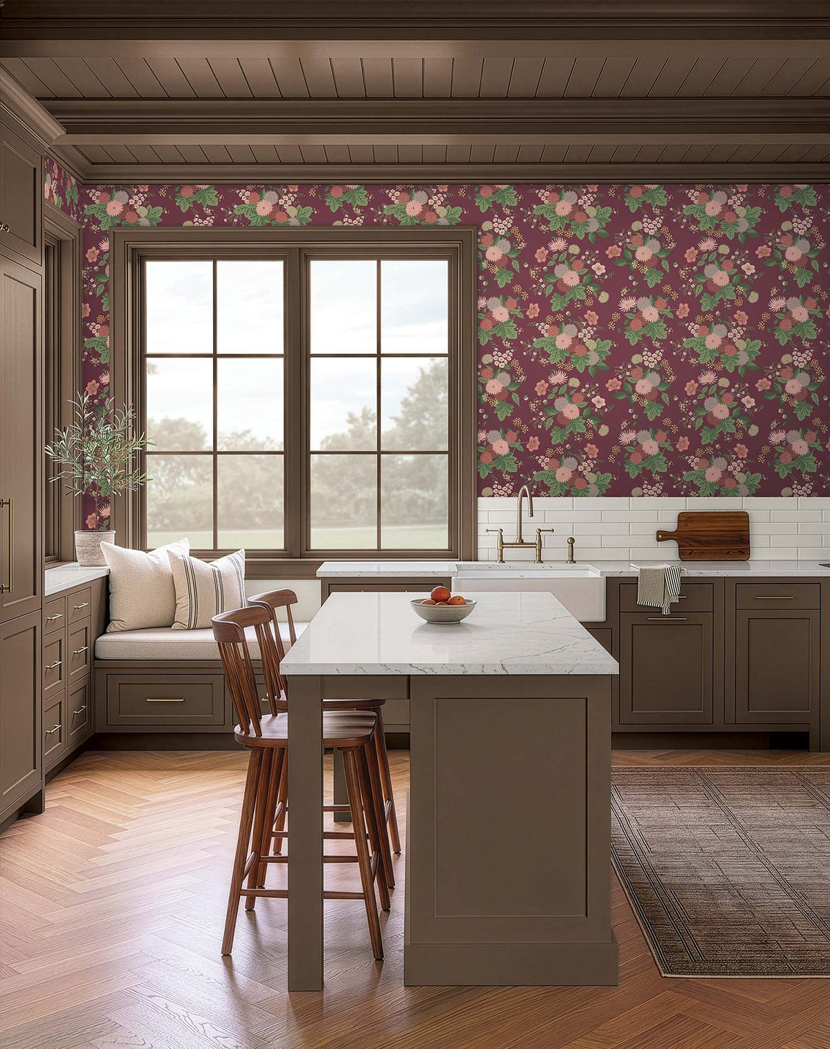 Rifle Paper Co. 4212-84363 Dahlia Burgundy Wallpaper