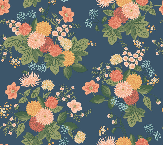 Rifle Paper Co. 4212-84364 Dahlia Navy Wallpaper