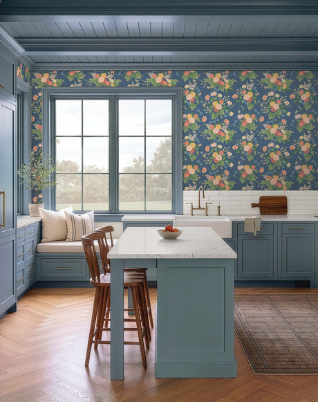 Rifle Paper Co. 4212-84364 Dahlia Navy Wallpaper