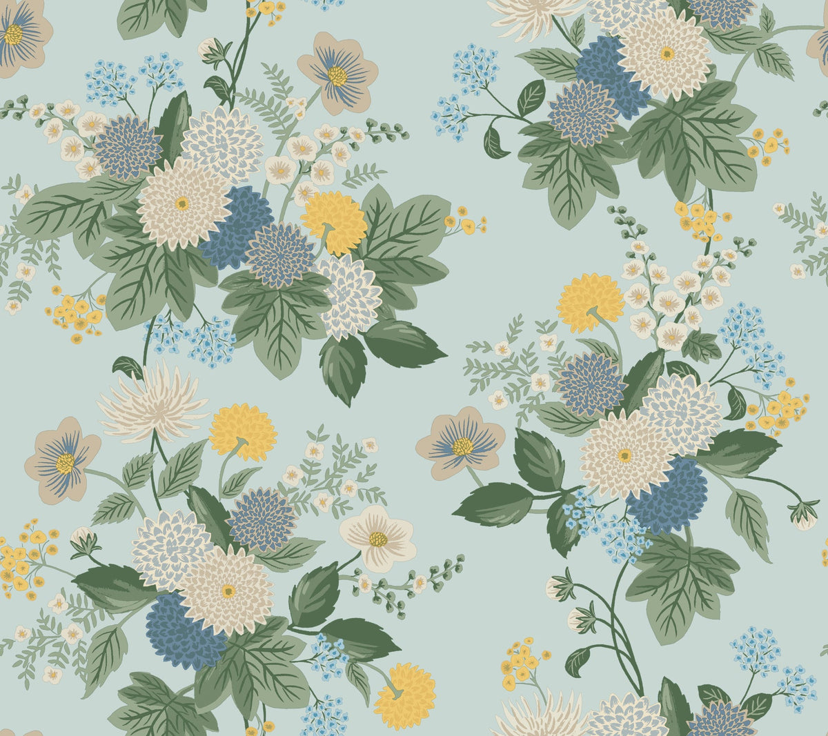 Rifle Paper Co. 4212-84365 Dahlia Blue Wallpaper