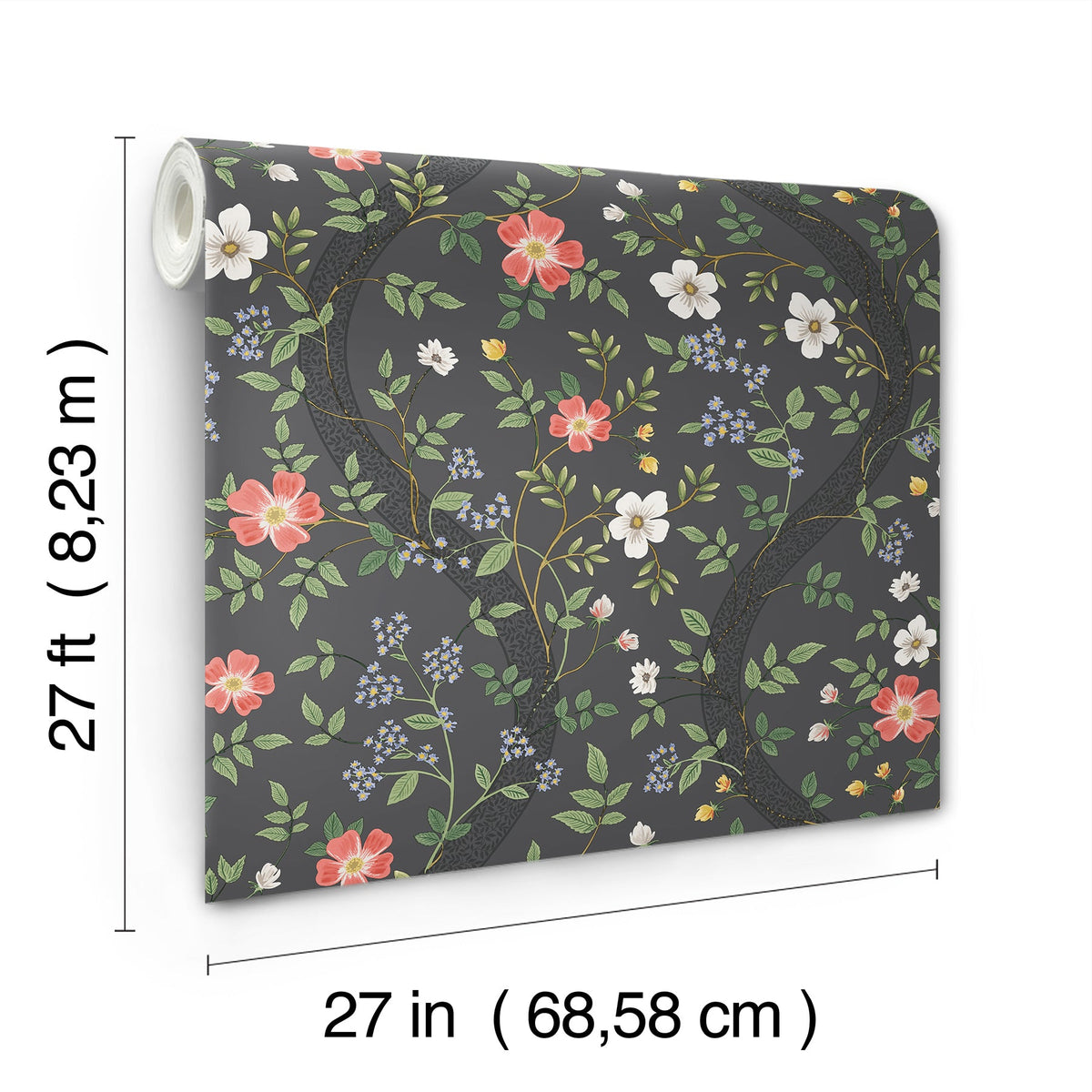 Rifle Paper Co. 4212-84385 Waverly Charcoal Wallpaper