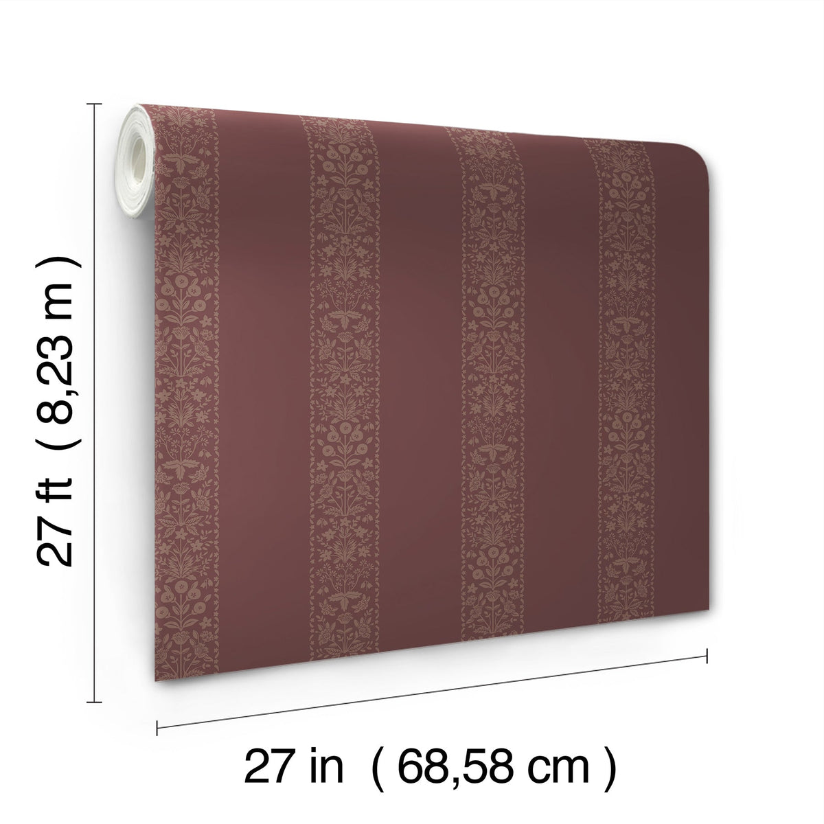 Rifle Paper Co. 4212-84395 Estee Stripe Burgundy Wallpaper