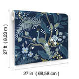 Rifle Paper Co. 4212-84422 Peacock Navy Wallpaper