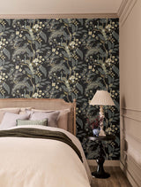 Rifle Paper Co. 4212-84423 Peacock Black Wallpaper