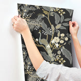 Rifle Paper Co. 4212-84423 Peacock Black Wallpaper
