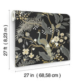 Rifle Paper Co. 4212-84423 Peacock Black Wallpaper