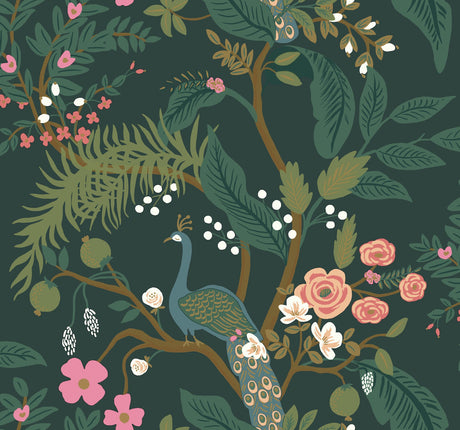 Rifle Paper Co. 4212-84424 Peacock Emerald Wallpaper