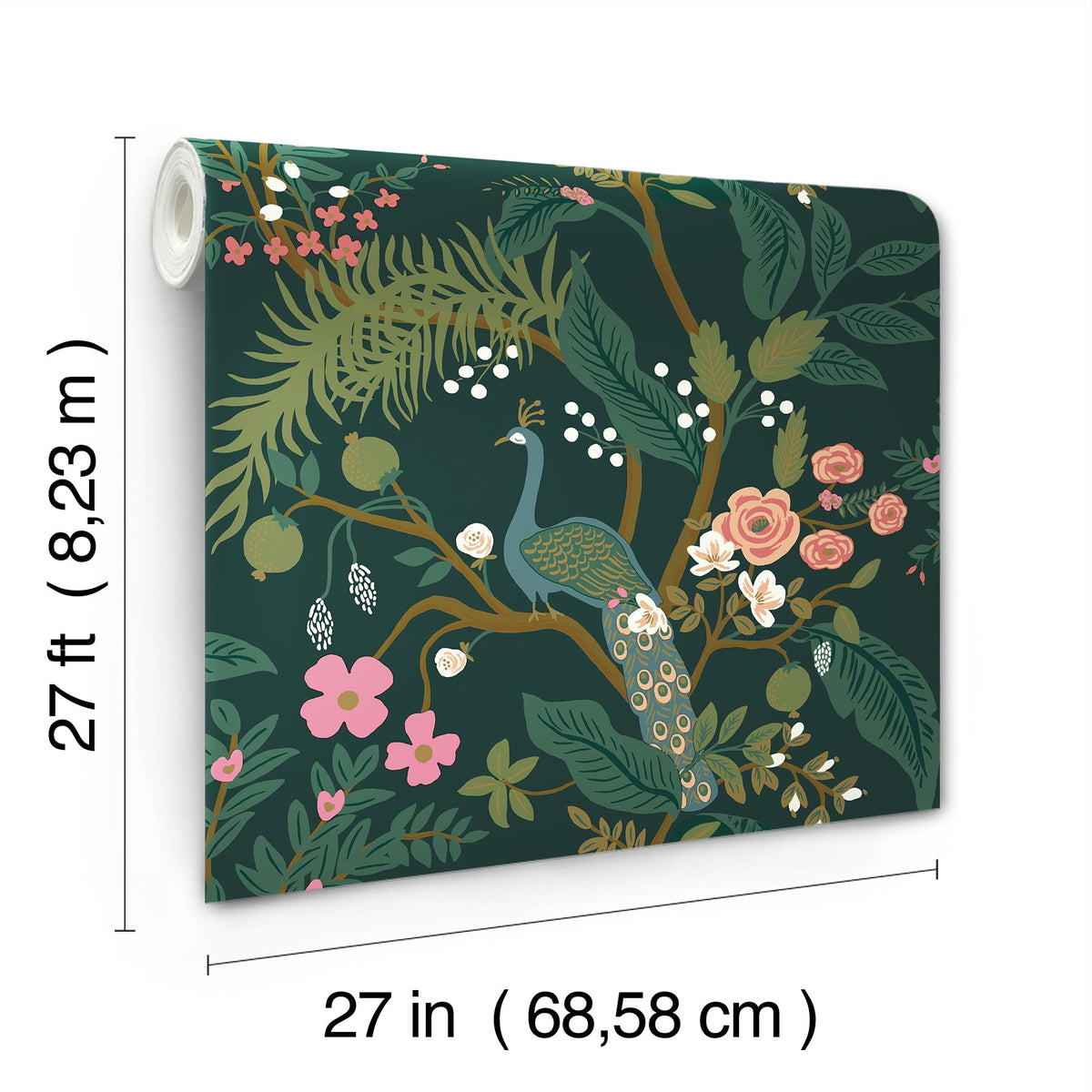 Rifle Paper Co. 4212-84424 Peacock Emerald Wallpaper