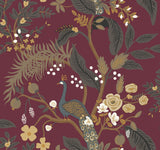 Rifle Paper Co. 4212-84425 Peacock Burgundy Wallpaper