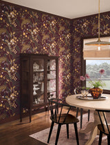 Rifle Paper Co. 4212-84425 Peacock Burgundy Wallpaper