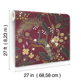Rifle Paper Co. 4212-84425 Peacock Burgundy Wallpaper