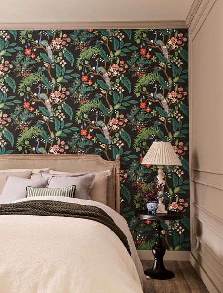 Rifle Paper Co. 4212-84427 Peacock Charcoal Wallpaper