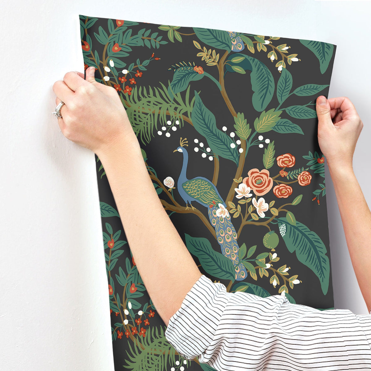 Rifle Paper Co. 4212-84427 Peacock Charcoal Wallpaper